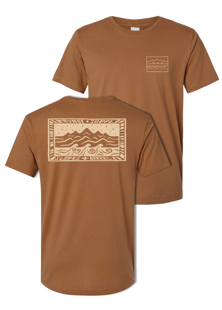 Slopes and Barrels Tee - Brown Sepia