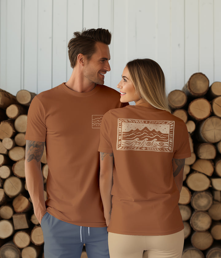 Slopes and Barrels Tee - Brown Sepia