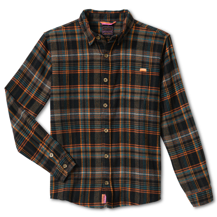 Mothman Flannel - Black/Orange/Brown