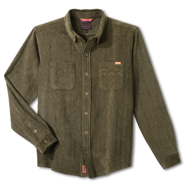 Holler Chevron Overshirt - Forest Floor Green